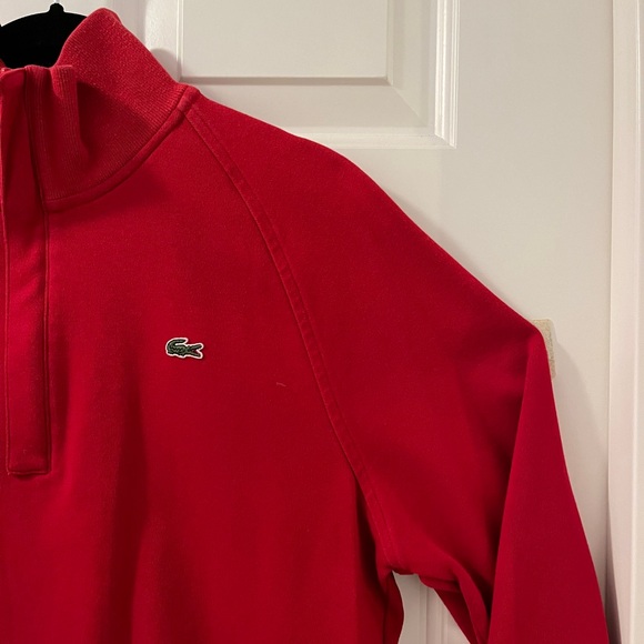 Lacoste Quarter-Zip Sweatshirt - Size 3 (S) - Red - Picture 3 of 13